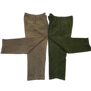 PLEATED FRONT CORDUROY PANTS W CUFFS CONSENSUS BROWN & DOCKERS OLIVE GREEN 36X30